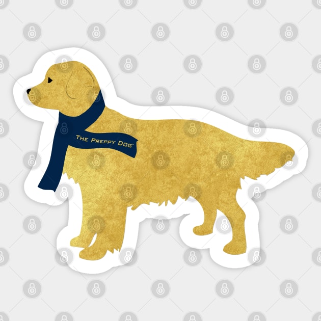 Preppy Golden Retriever - Navy Winter Scarf Sticker by emrdesigns